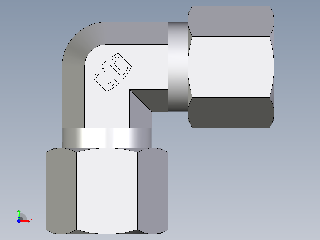 卡套式工业通用硬管接头EO_Union_elbow_W10L71前视图