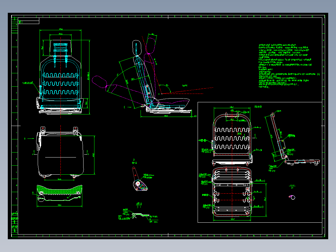 某小型卡车全车座椅图纸cad二维图=453046=180ku