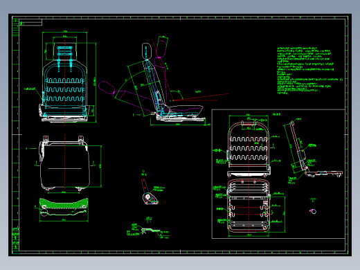 某小型卡车全车座椅图纸cad二维图=453046=180ku