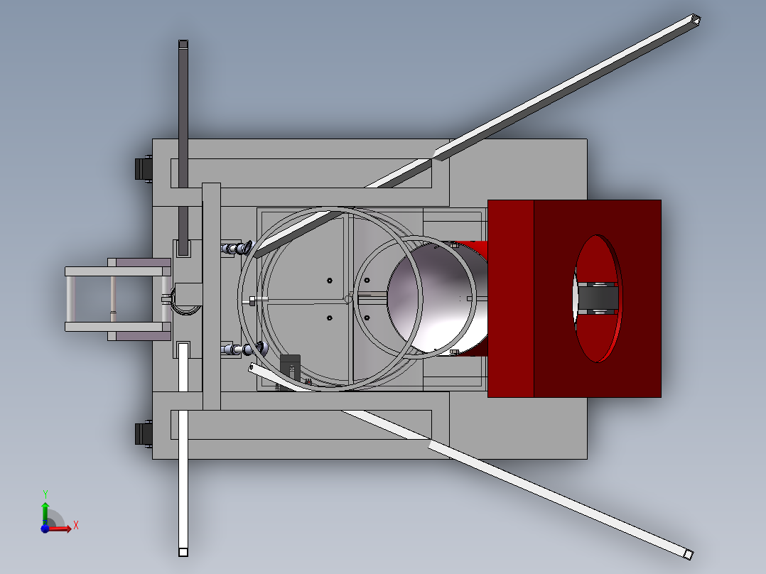 篮球发球机三维SW模型设计+CAD装配图 3D建solidworks图纸数据前视图