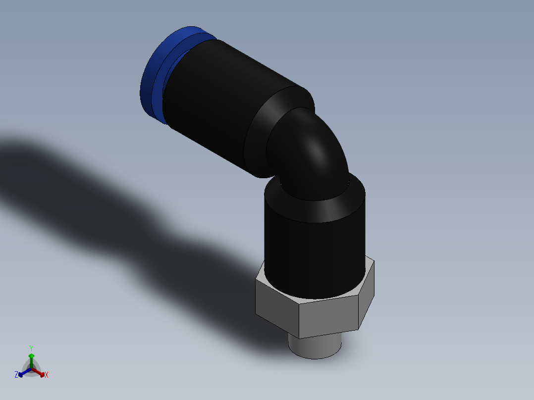 Ø4 x M5 COTOVELO 90° MACHO GIRAT. (C02470405)正等轴测图