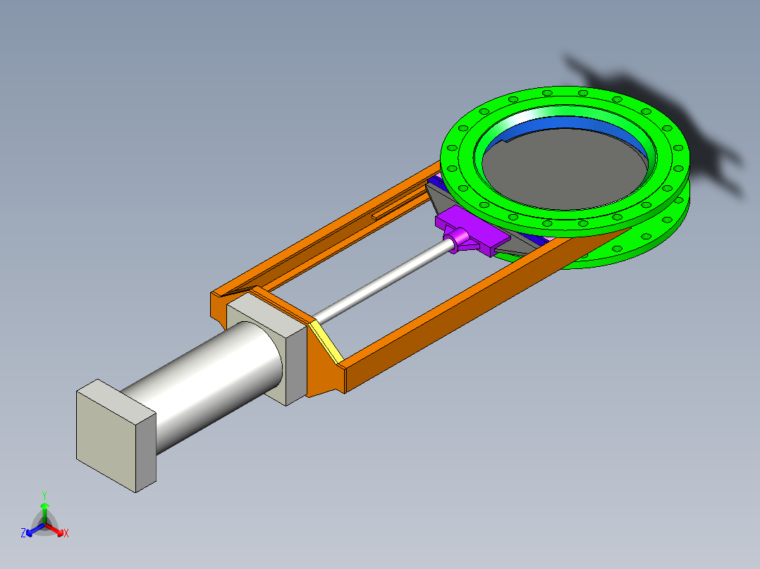 气动插板阀正等轴测图