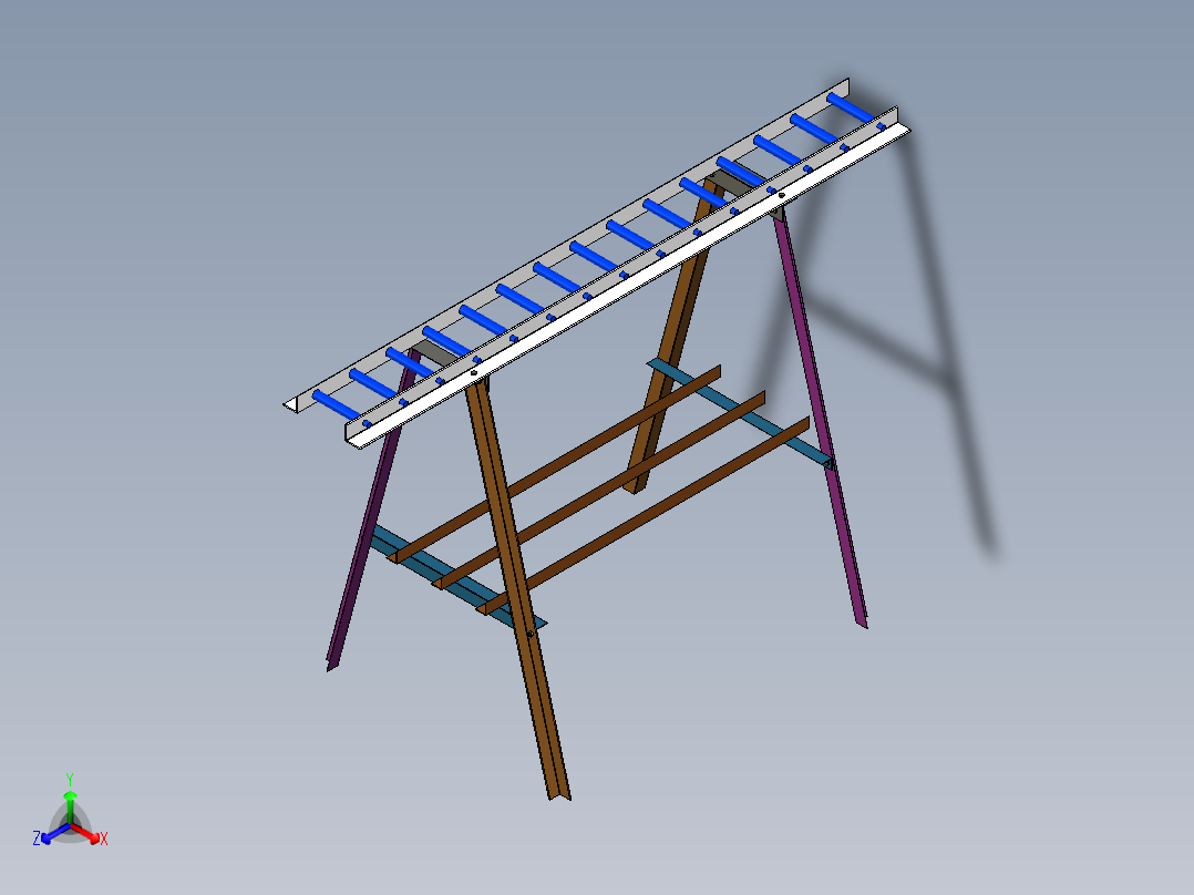 导向滚筒架正等轴测图