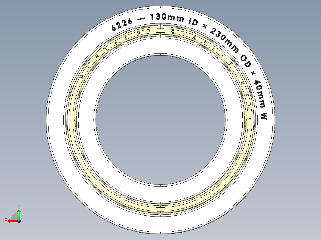 完整的公制6200系列，开放式轴承库SolidWorks和Step模型后视图