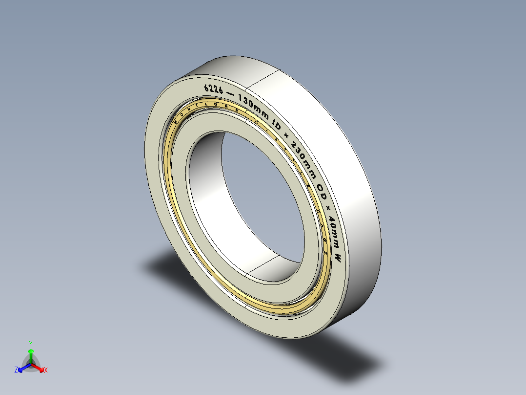 完整的公制6200系列，开放式轴承库SolidWorks和Step模型正等轴测图