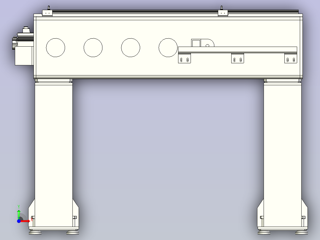 重型龙门CNC加工中心3D图纸模型前视图