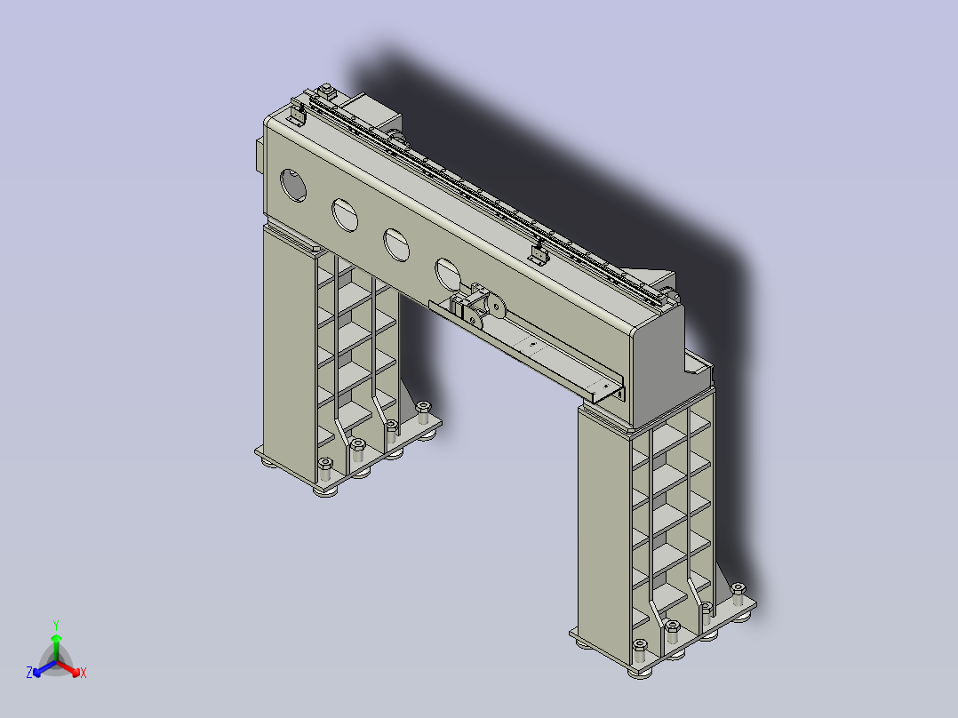 重型龙门CNC加工中心3D图纸模型正等轴测图