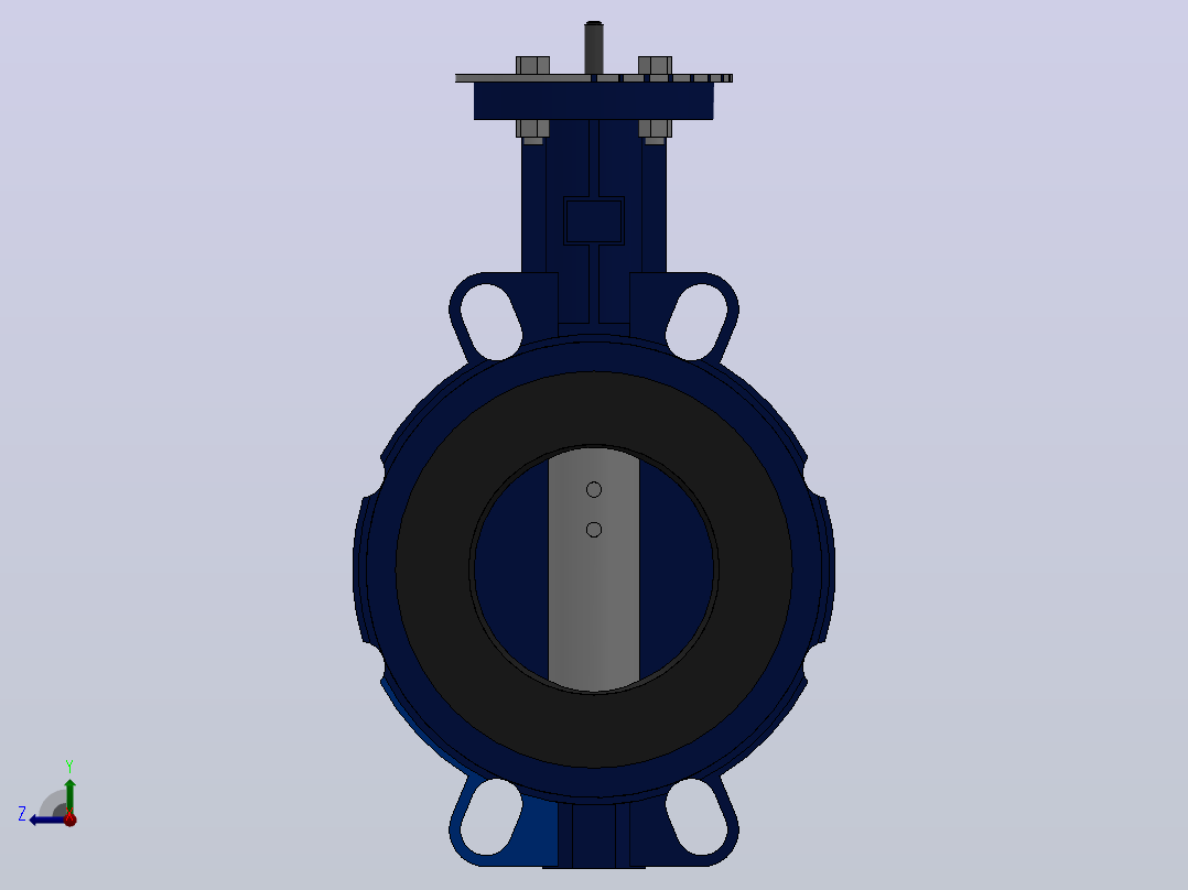 对夹式蝶阀阀体DN65右视图
