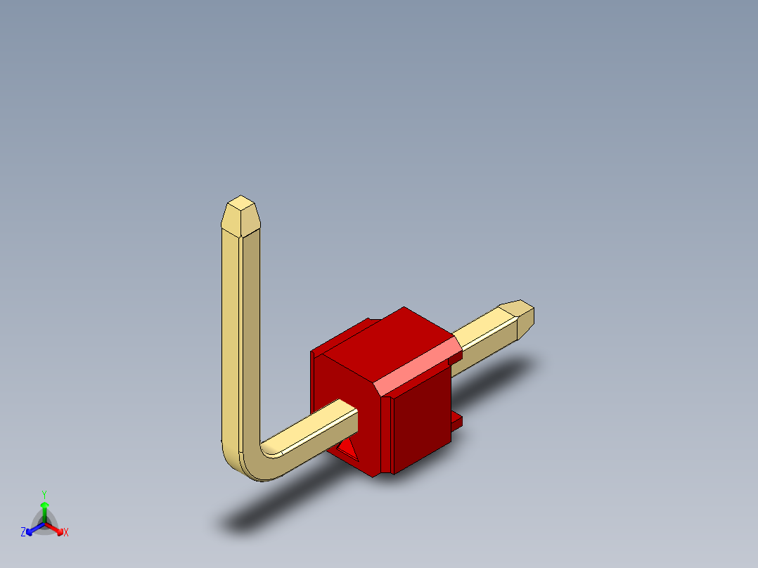 彩色公排针 100mil 2.54mm 系列-DS1022_red_01p_100mil_TypeU_rev1.0主视图
