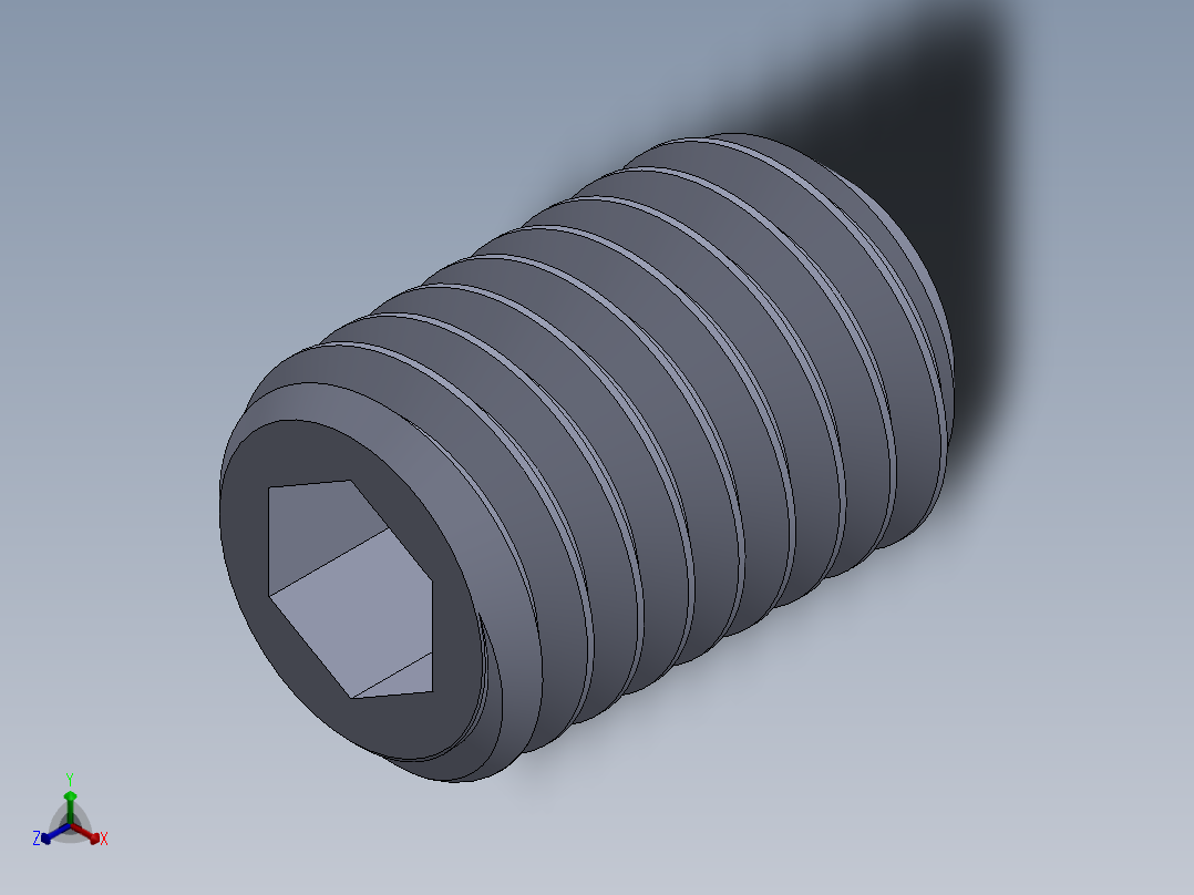 UNC 平头紧定螺钉-UNC SET SCREW 0.500 x0.750.SLDPRT正等轴测图