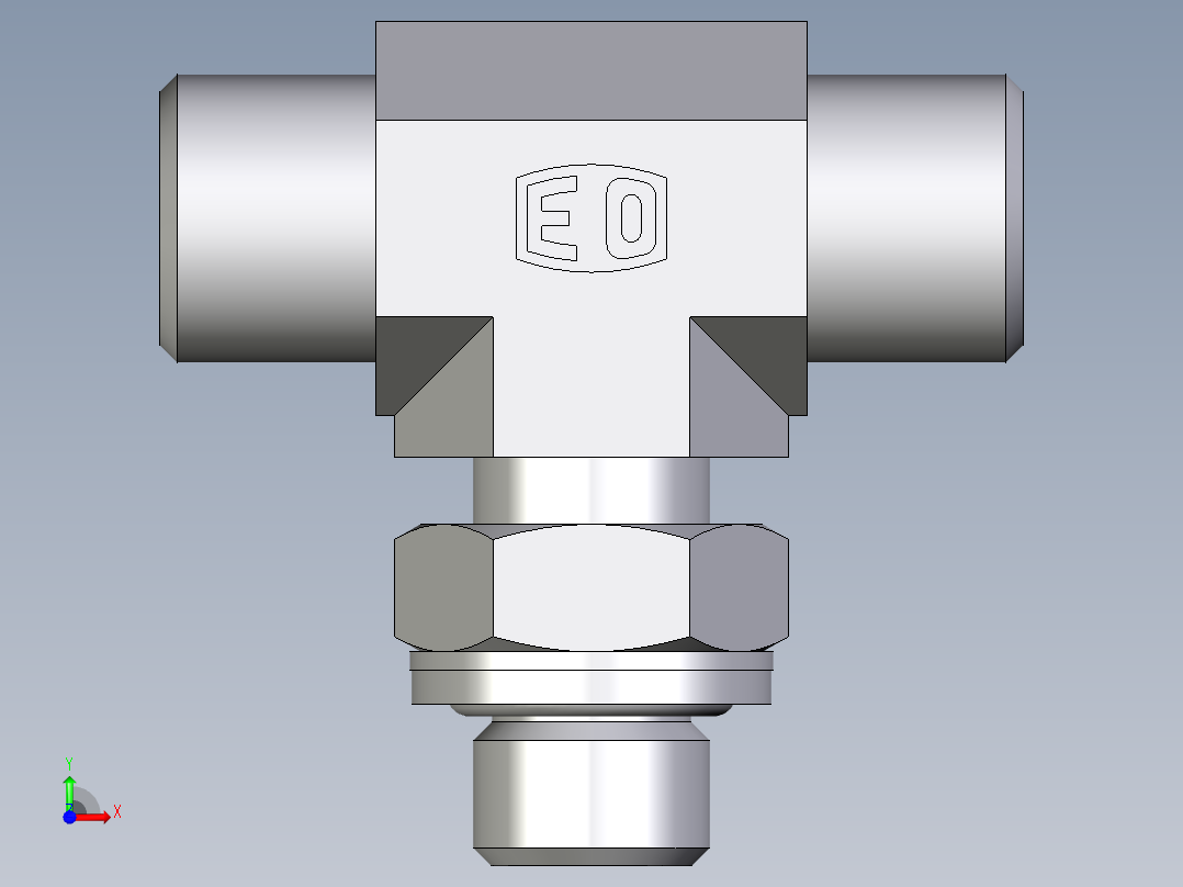 卡套式工业通用硬管接头EO_Adjustable_locknut_branch_tee_TEE08SROMDCF前视图