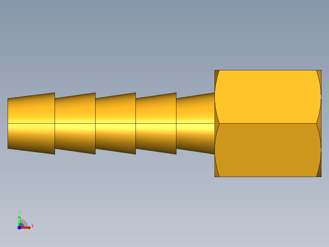 倒齿式工业管接头Hose Barb to Female Pipe 126HBL-4-2前视图