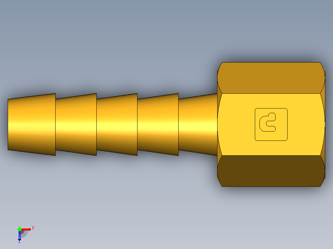 倒齿式工业管接头Hose Barb to Female Pipe 126HBL-4-2俯视图