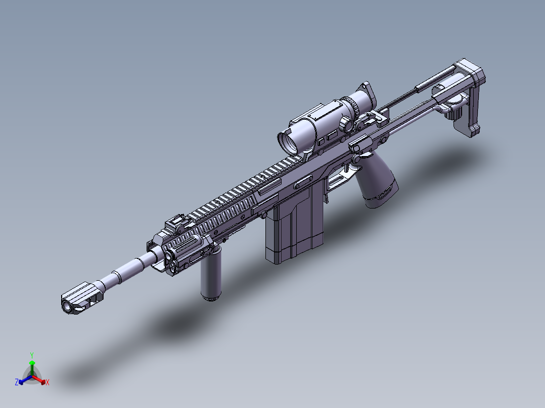 AVA突击步枪（0.5口径）正等轴测图