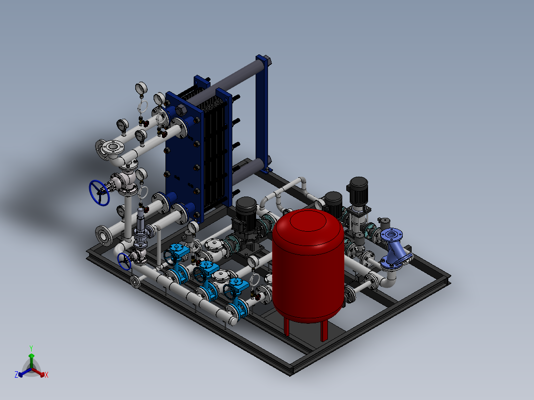 DN65DN65板式换热机组sw14可编辑正等轴测图