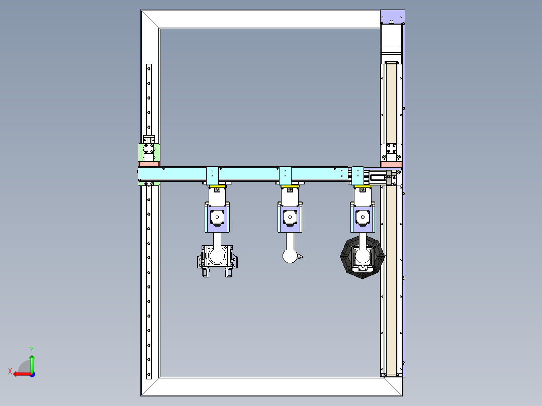 三坐标多功能自动抓取焊接检测机构后视图