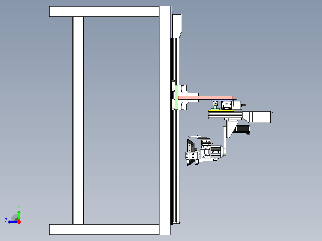 三坐标多功能自动抓取焊接检测机构右视图