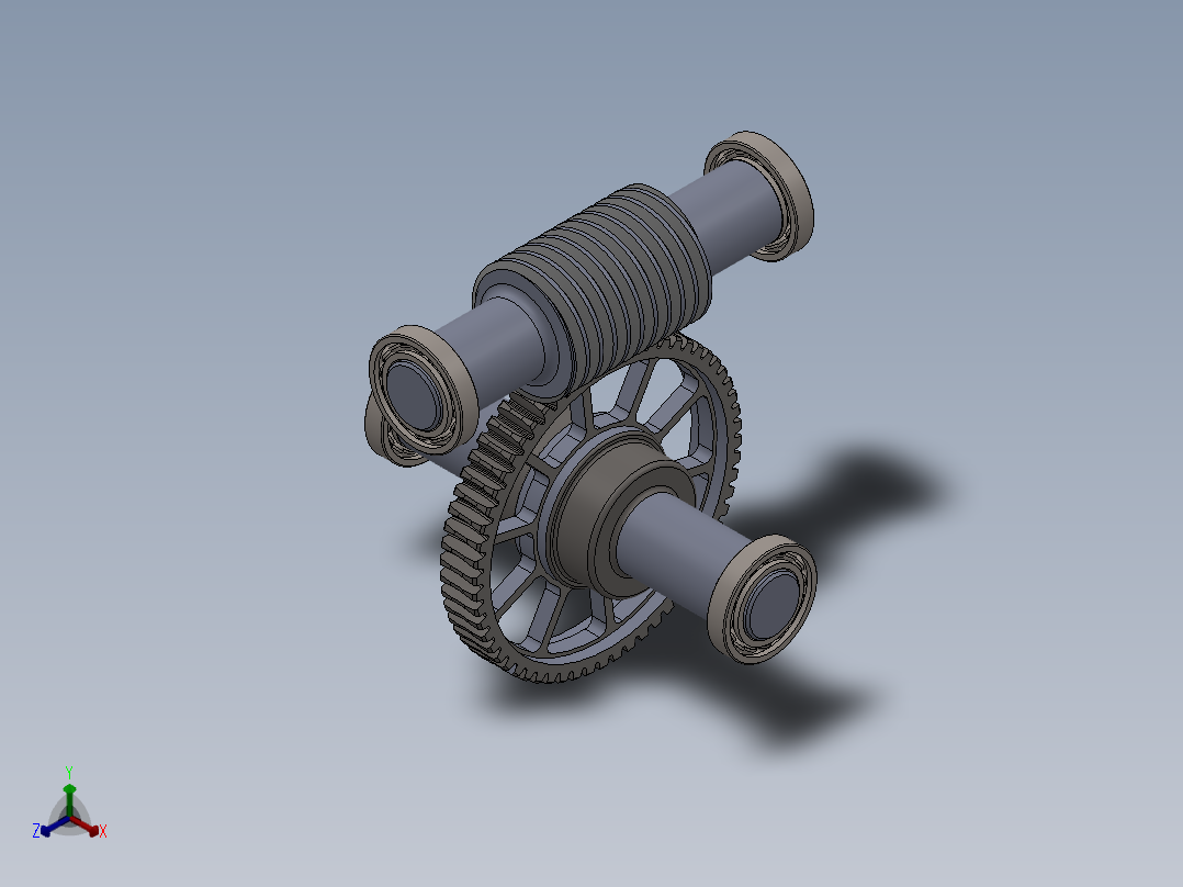 蜗轮蜗杆(42)正等轴测图