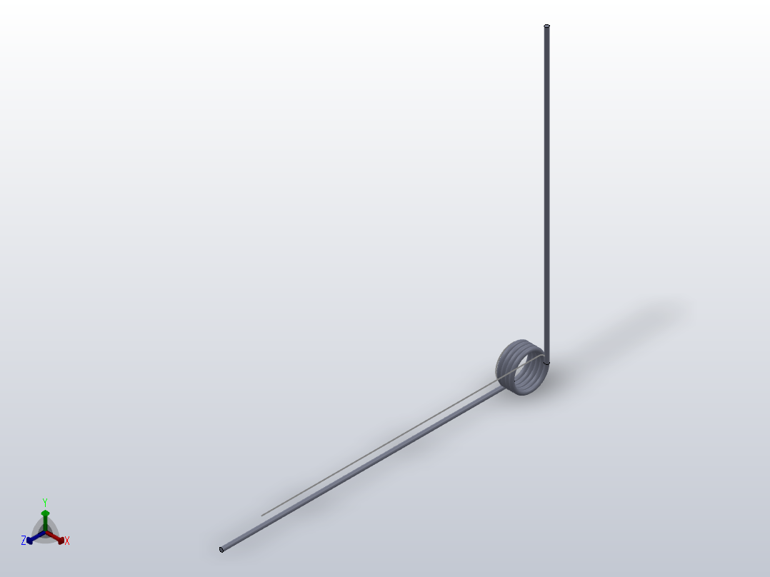 90度圆柱形扭转弹簧SCT90R-3-4-0.4正等轴测图