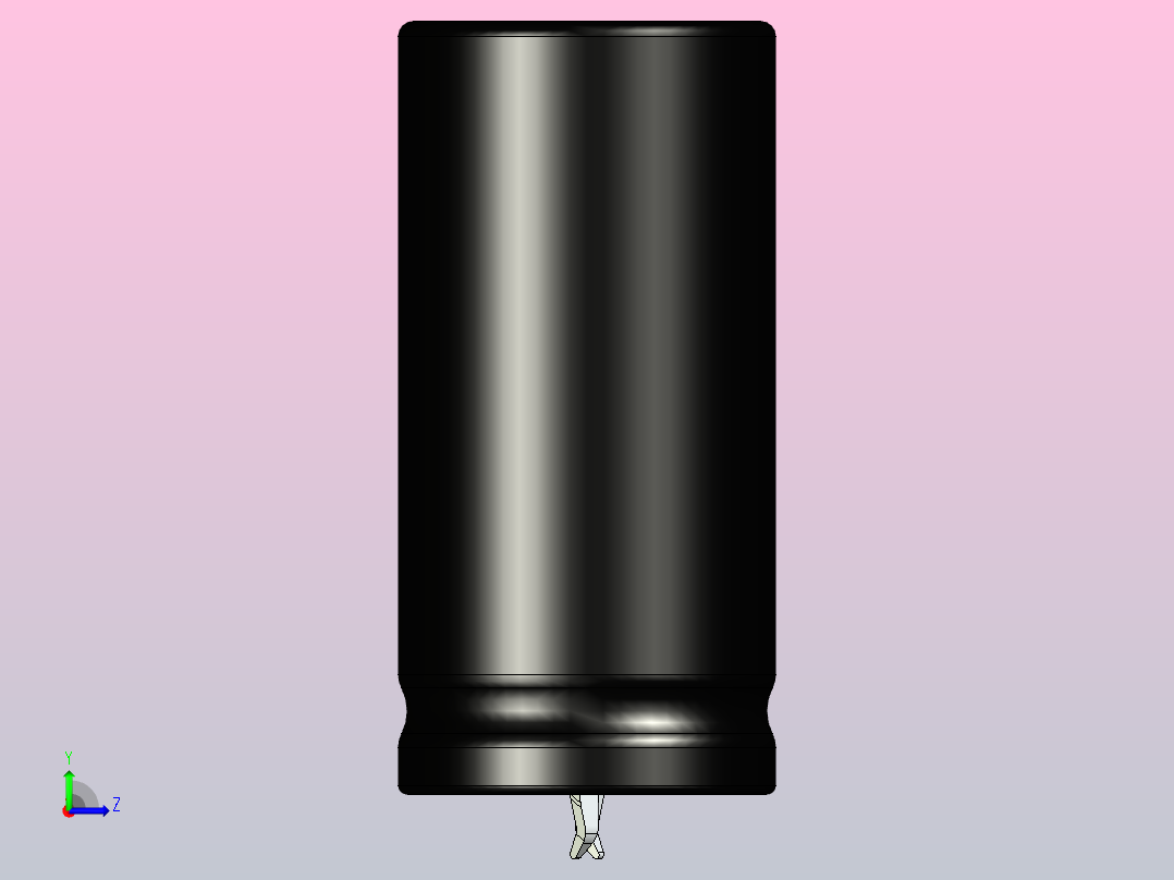 22 x 45黑黄底片电解电容器左视图