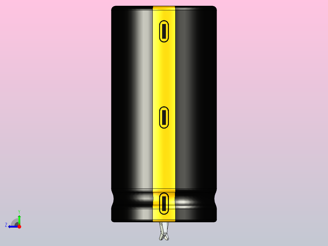 22 x 45黑黄底片电解电容器右视图