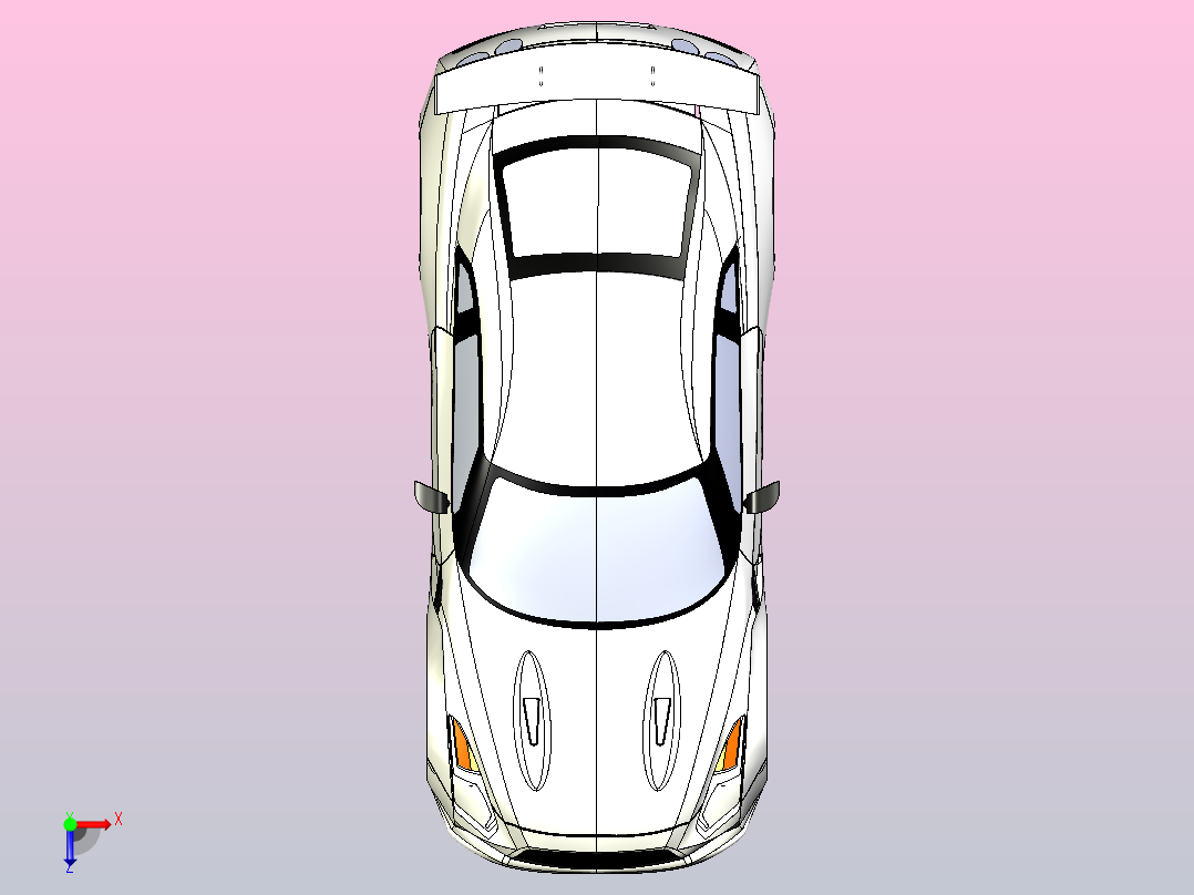 Nissan R35轿车外壳3D数模图纸 IGS格式俯视图