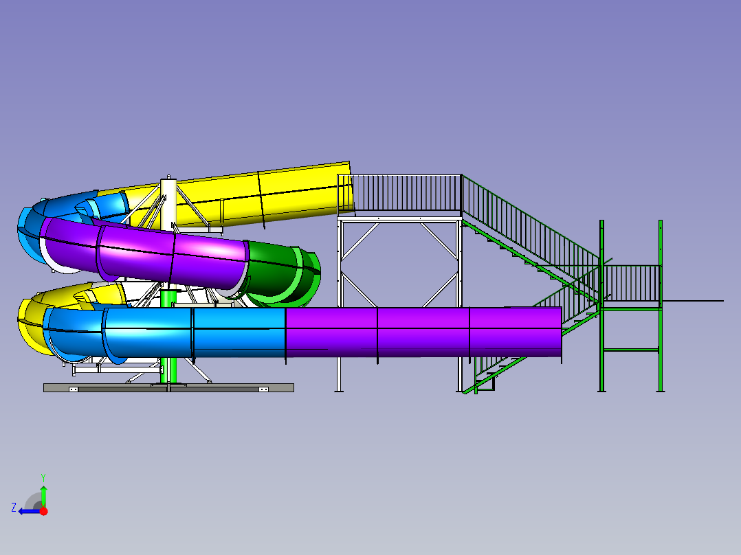 游乐场滑道CATIA V5 r21设计右视图