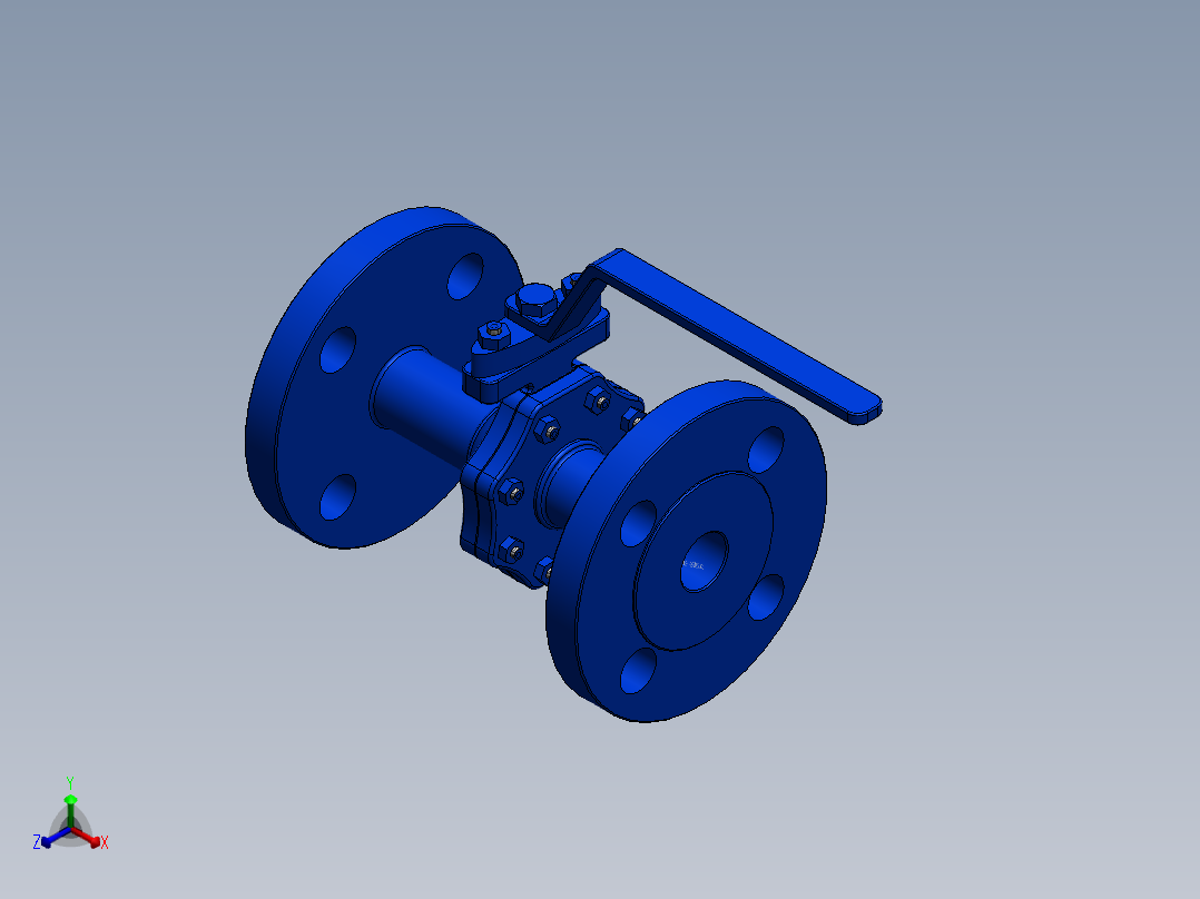 法兰球阀-铸铁 DN15-DN200正等轴测图