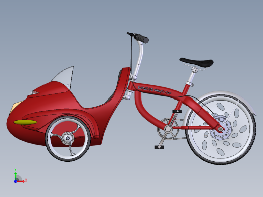 Solidworks前载式脚踏车模型前视缩略图