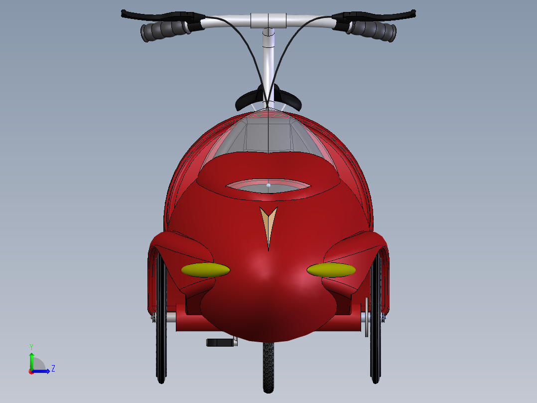 Solidworks前载式脚踏车模型左视图