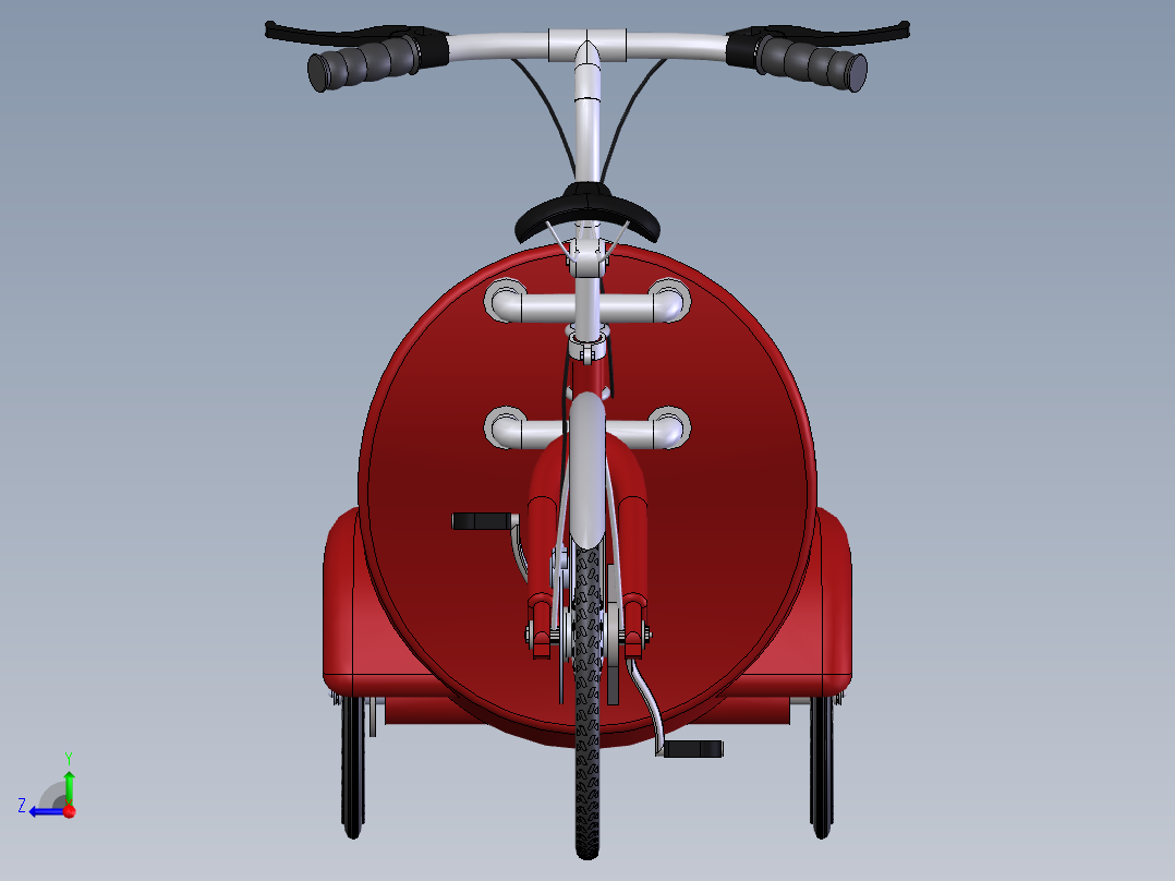 Solidworks前载式脚踏车模型右视图