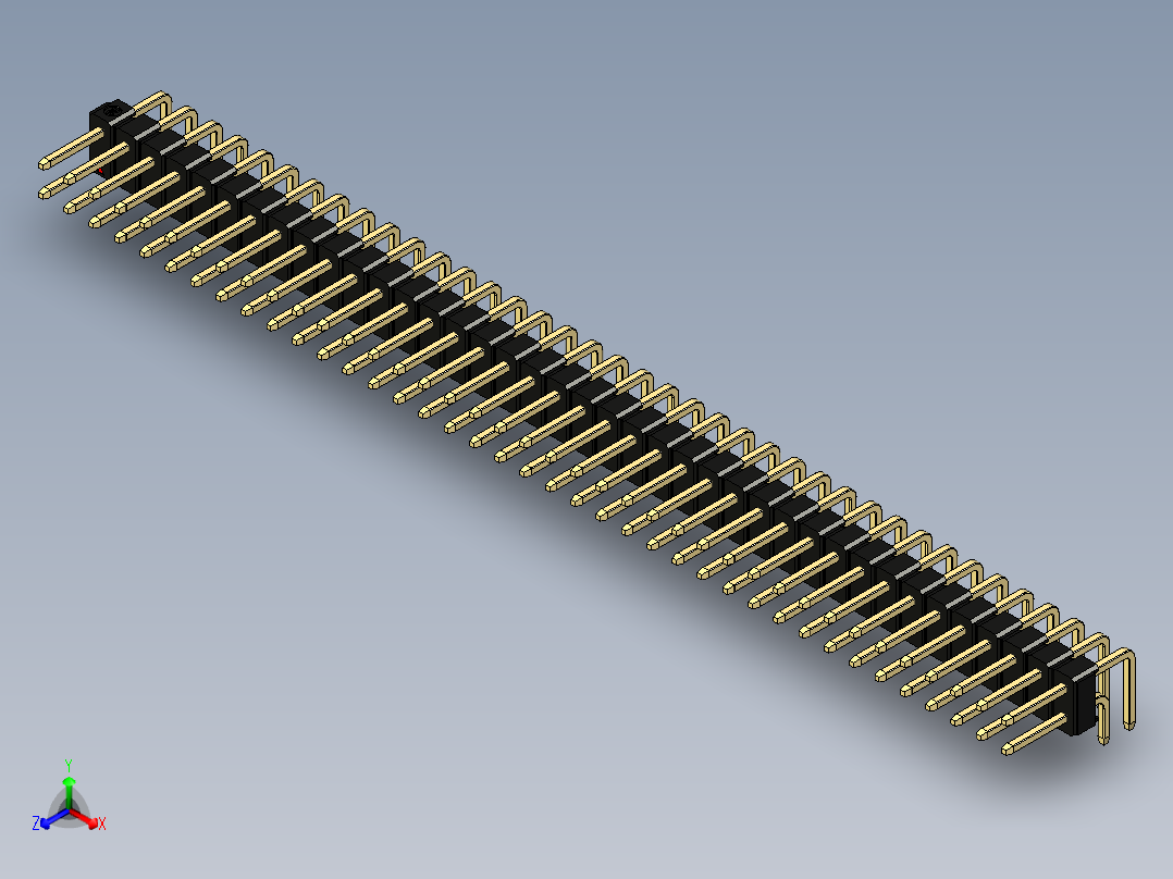 彩色公排针 100mil 2.54mm 系列-DS1022_black_2x39p_100mil_TypeD_rev1.0主视图