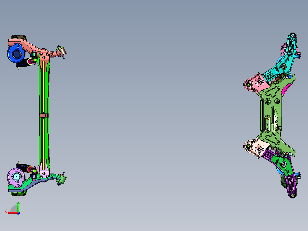 小型电动车前后悬挂后视图