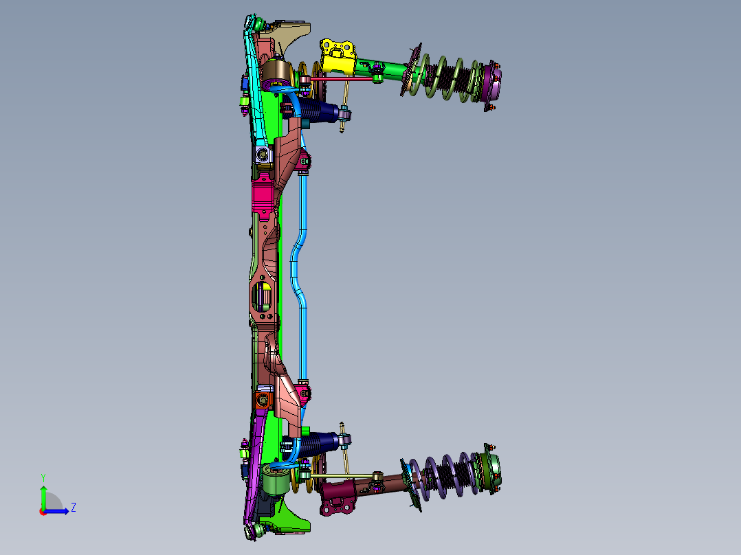 小型电动车前后悬挂左视图