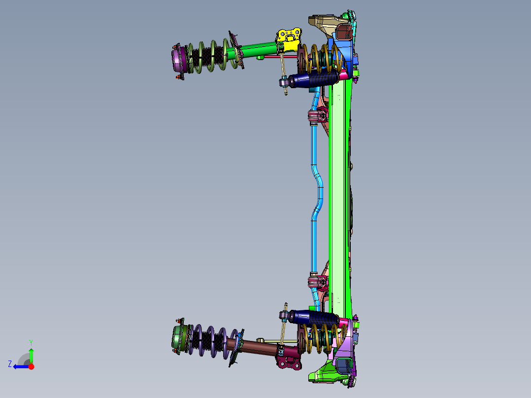 小型电动车前后悬挂右视图