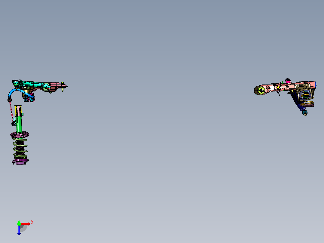 小型电动车前后悬挂俯视图