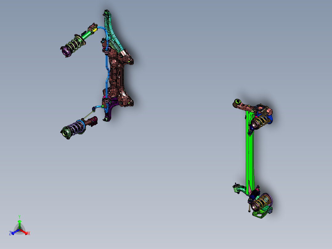 小型电动车前后悬挂正等轴测图