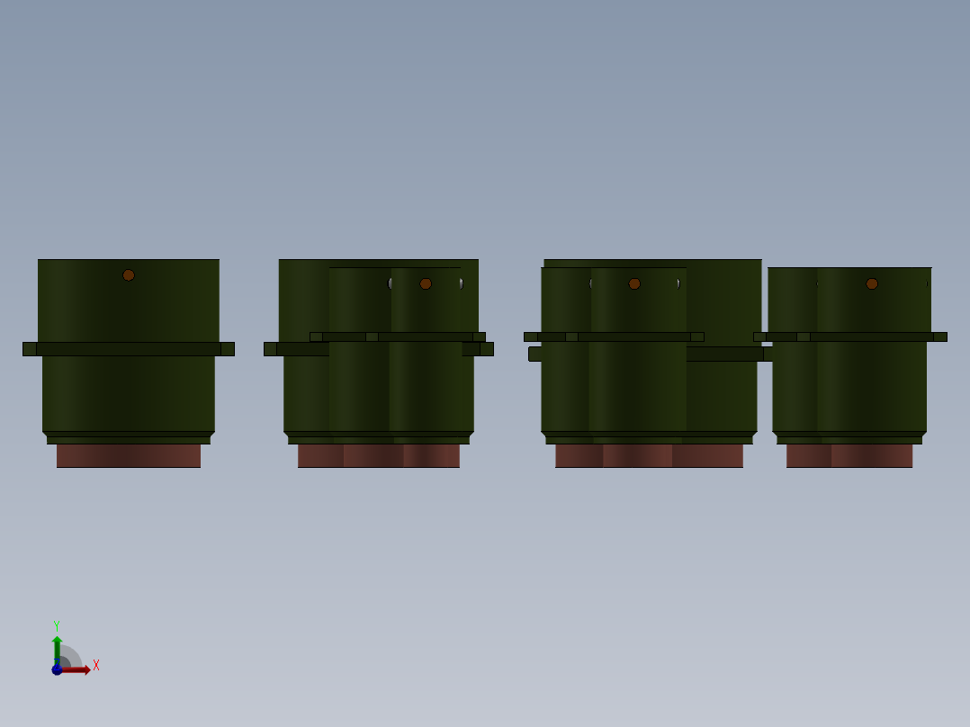连接器，舱壁安装，尺寸08至24前视图