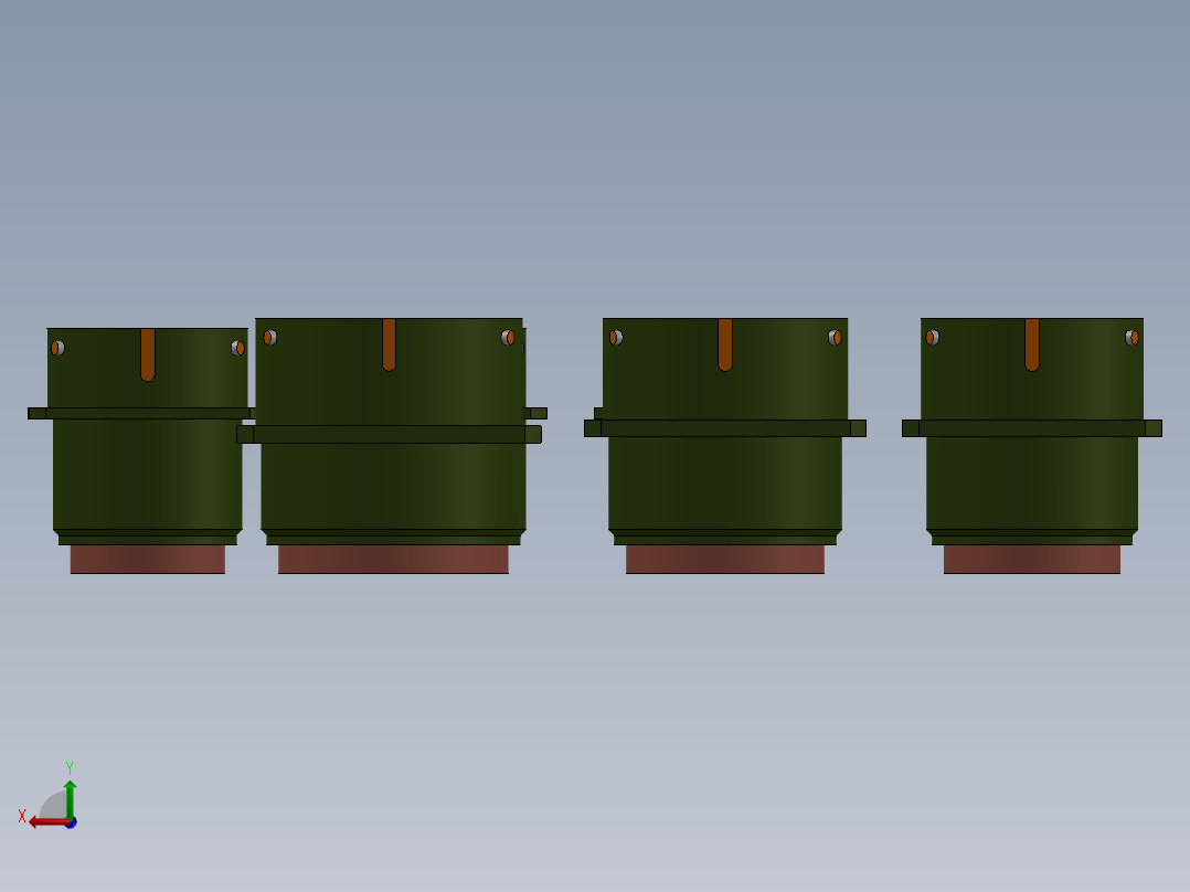 连接器，舱壁安装，尺寸08至24后视图