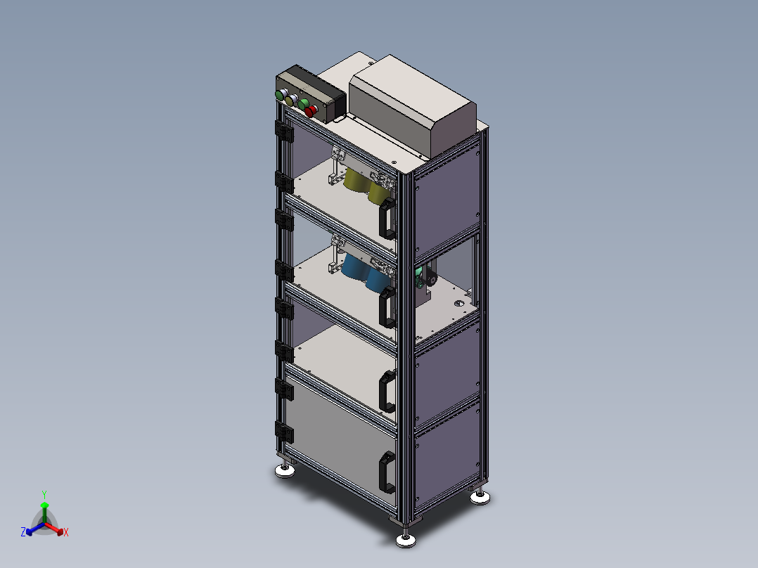 双层结构摇匀机（sw16可编辑+工程图+BOM）正等轴测图