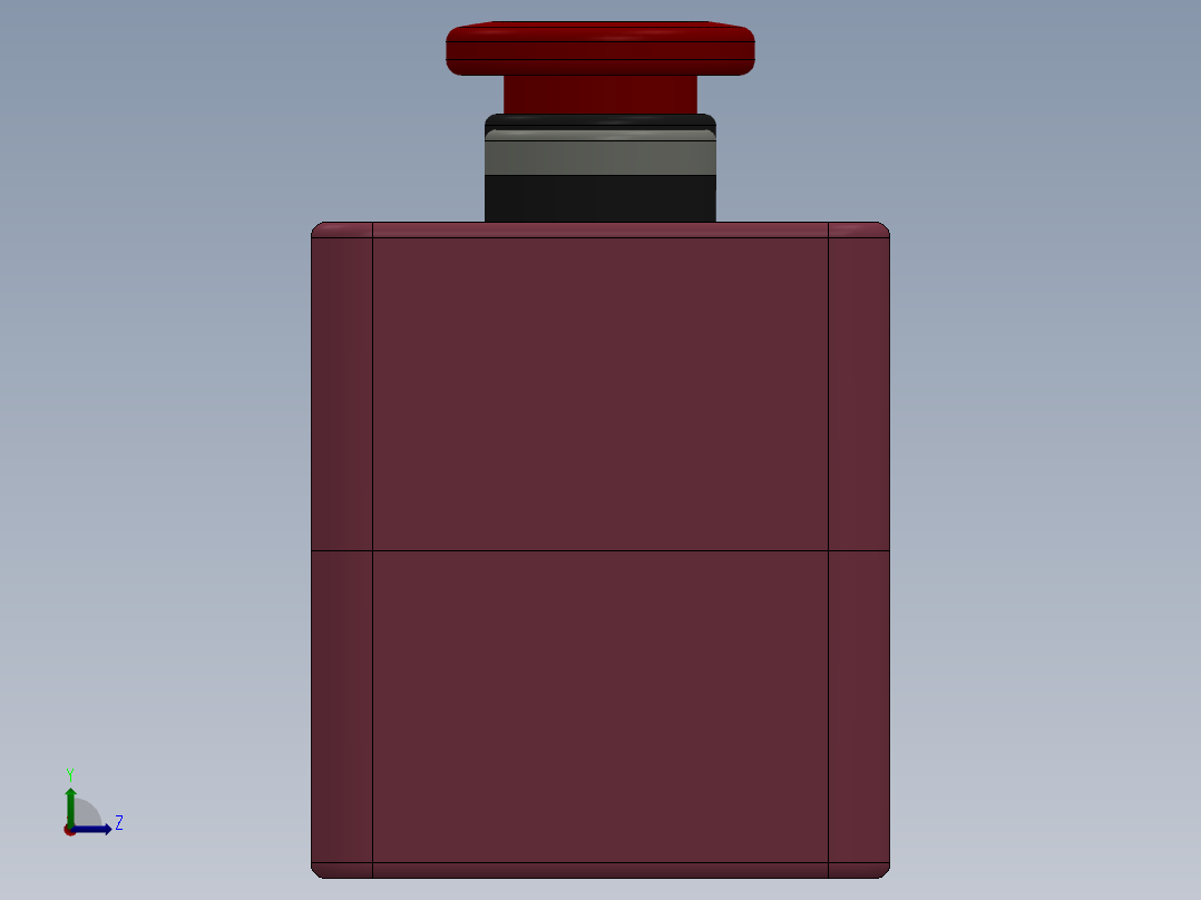 启动+急停按钮盒左视图