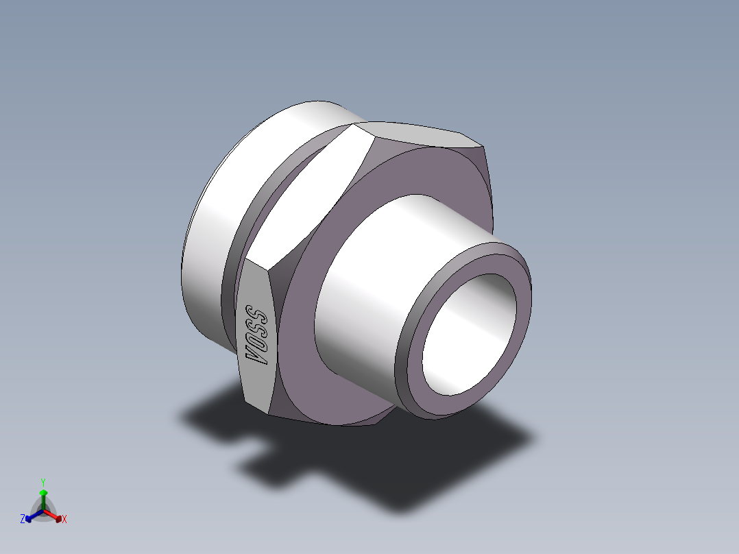 英制锥管螺纹直接头、1CT-36-12SP非标正等轴测图