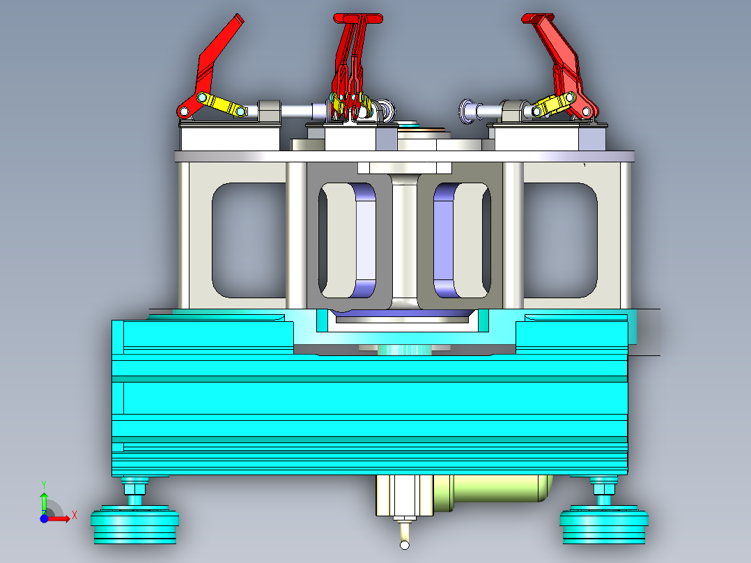 可旋转的物料检测工作台机构前视图