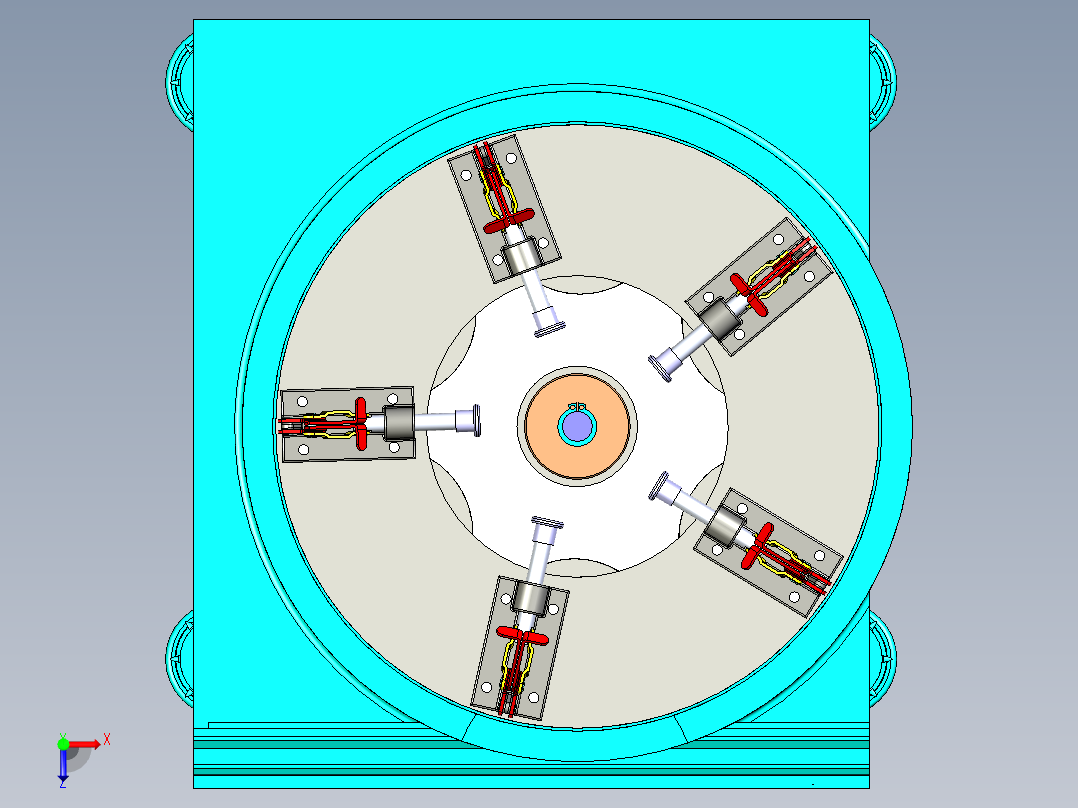 可旋转的物料检测工作台机构俯视图