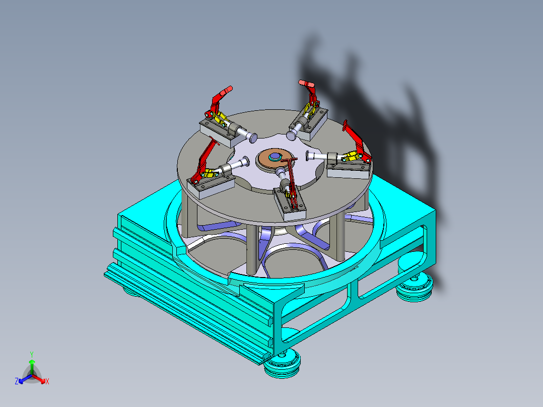 可旋转的物料检测工作台机构正等轴测图