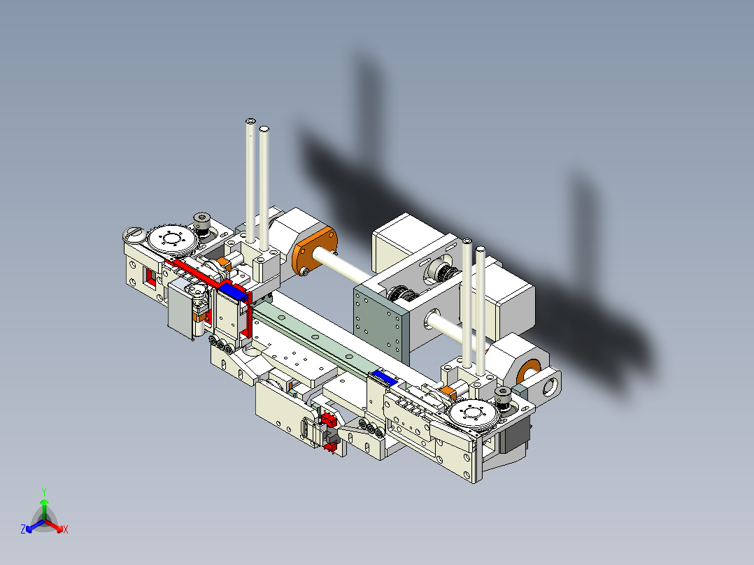 拔叉式伺服上料机设计正等轴测图
