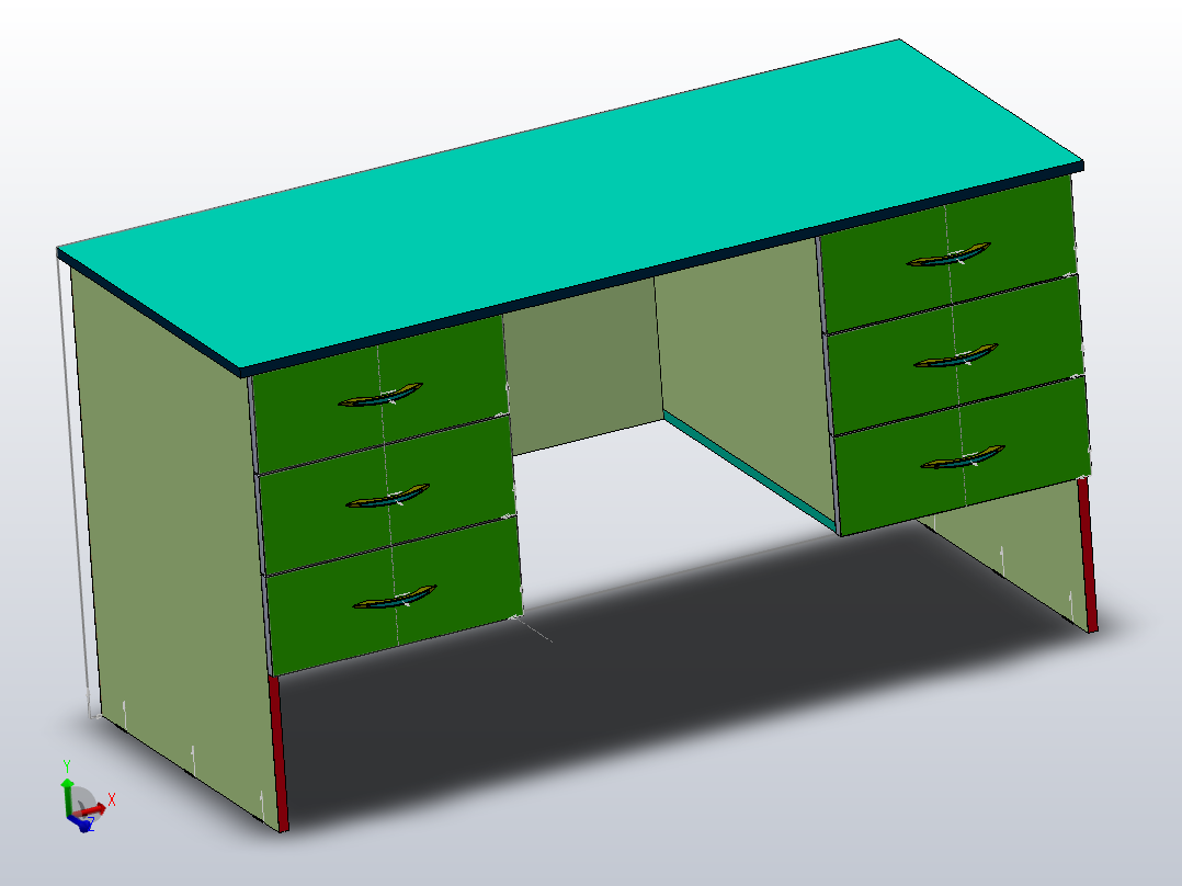 带3个抽屉的两列桌子主视图