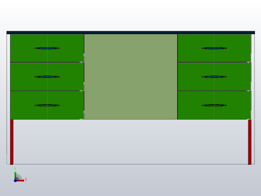 带3个抽屉的两列桌子前视缩略图
