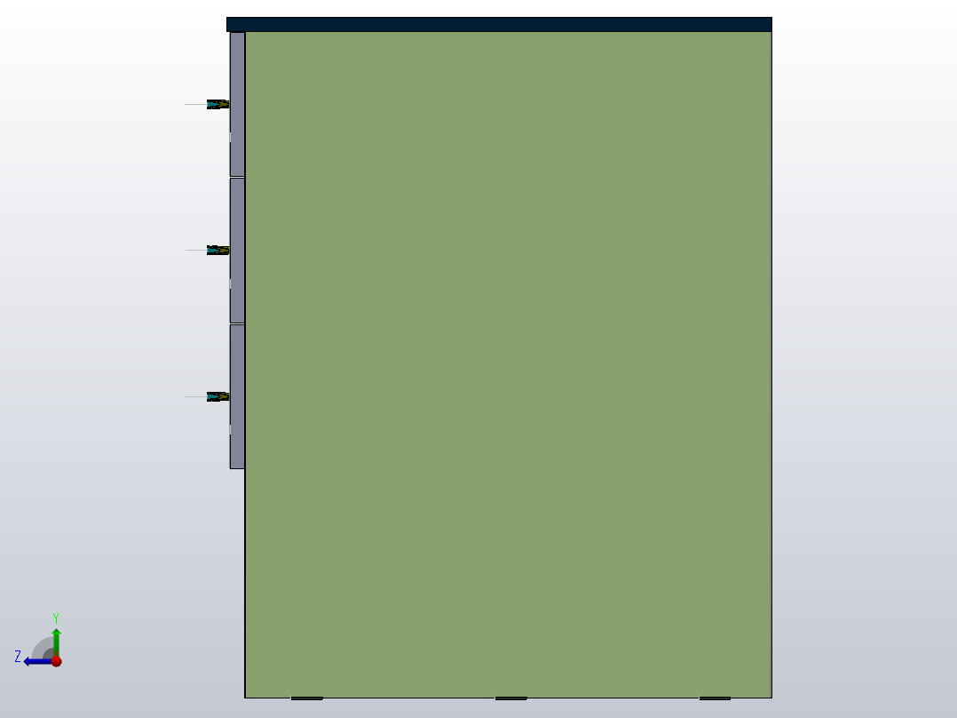 带3个抽屉的两列桌子右视图