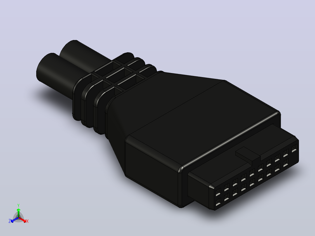 USB 3.0 通用 1.1 19针公接头正等轴测图